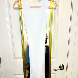 White dress with half of the back exposed